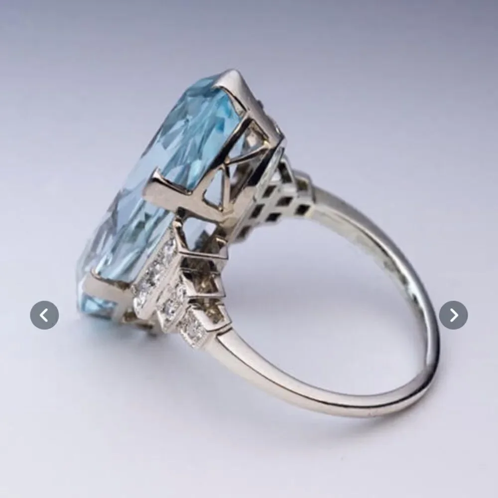Simulated Blue Topaz & Sterling Silver Ring